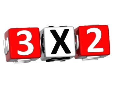 iki düğme için 3D üç blok metin tıklayın