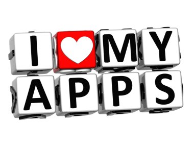 3d bayılıyorum benim apps düğmesini tıklatın burada metin bloğu