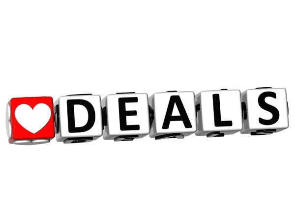 3D Love Deals Button Click Here Block Text — Stock Photo, Image