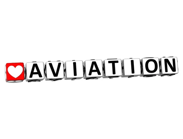 3D Love Aviation Button Click Here Block Text — Stock Photo, Image