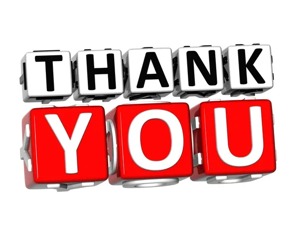 3D Thank You Button Click Here Block Text — Stock Photo, Image