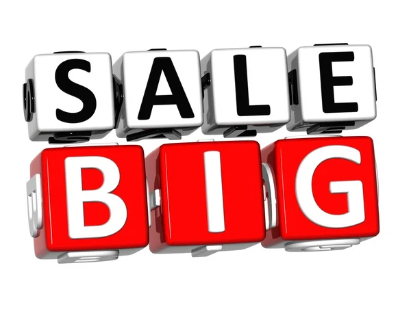 3D Big Sale Button Click Here Block Text — Stock Photo, Image