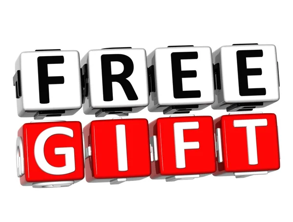 3D Free Gift Button Click Here Block Text — Stock Photo, Image