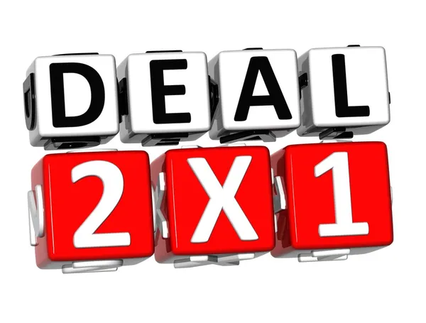 3D Deal Two For One Button Click Here Block Text — Stock Photo, Image