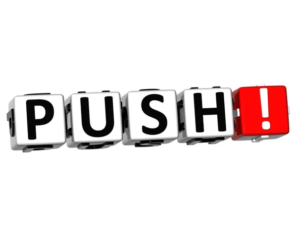 3D Push Button Click Here Block Text — Stock Photo, Image