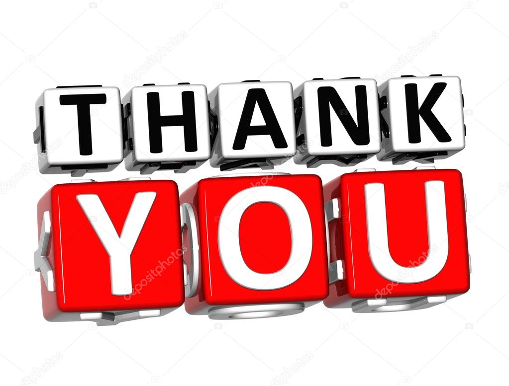 3D Thank You Button Click Here Block Text