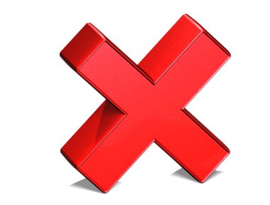 beyaz zemin üzerine kırmızı işaret x 3D mektup