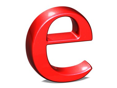 beyaz zemin üzerinde 3D parlak kırmızı mektup