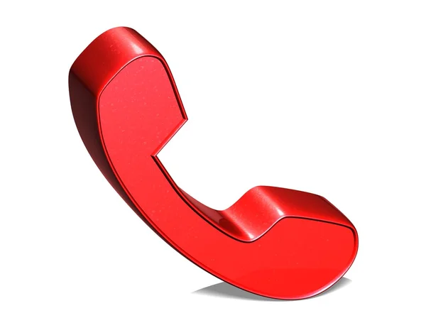 3D Telephone Handset Red Sign on white background — Stock Photo, Image