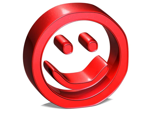 3D χαμόγελο κόκκινο σημάδι σε άσπρο φόντο — Φωτογραφία Αρχείου