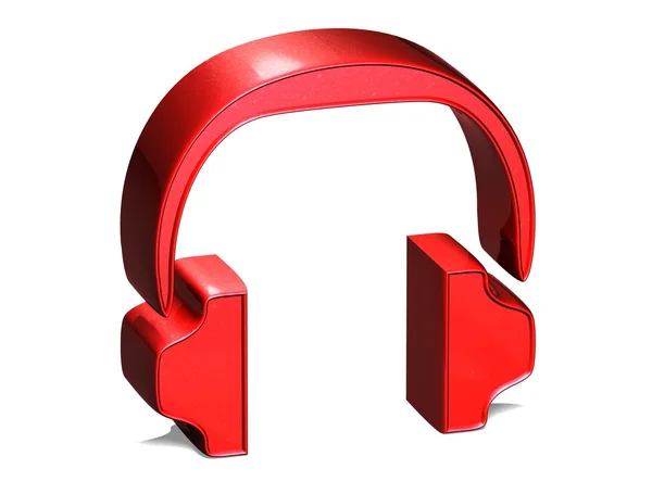 Auriculares 3D Signo rojo sobre fondo blanco —  Fotos de Stock