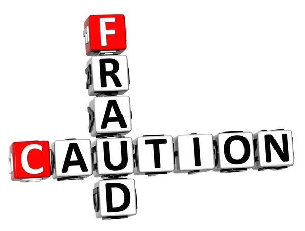 3D Caution Fraud Crossword on white background — Stock Photo, Image