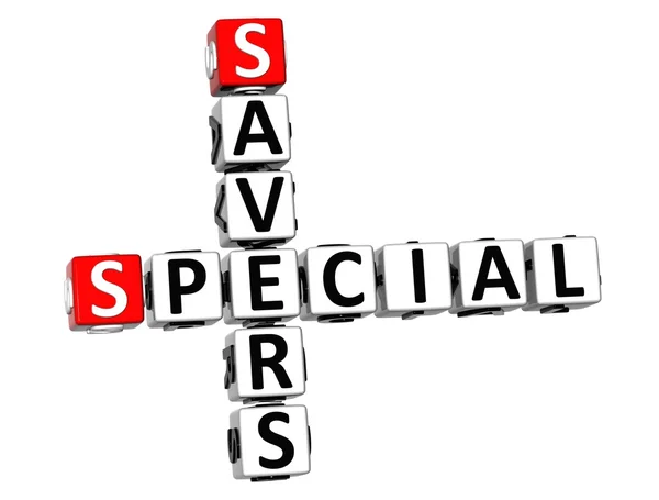 3D Special Savers Crossword on white background — Stock Photo, Image