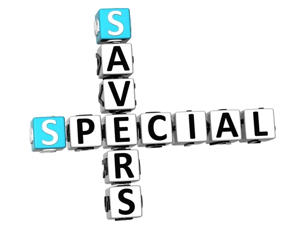 3D Special Savers Crossword on white background — Stock Photo, Image