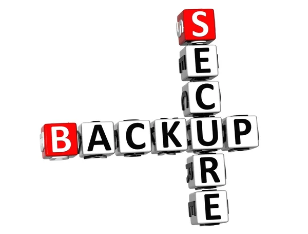 3d sichere Backup-Kreuzworträtsel auf weißem Hintergrund — Stockfoto