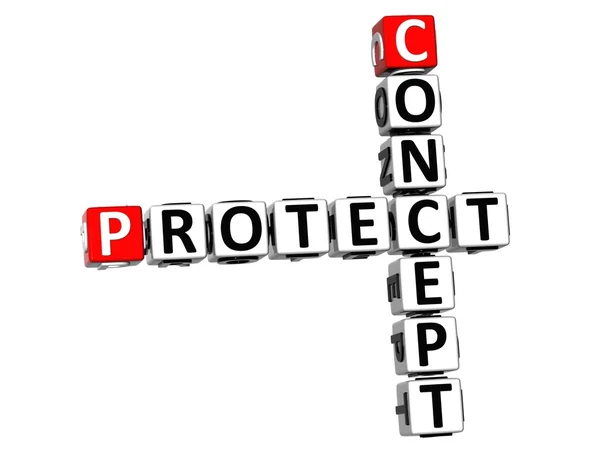 3D Concept Protect Crossword on white background — Stock Photo, Image