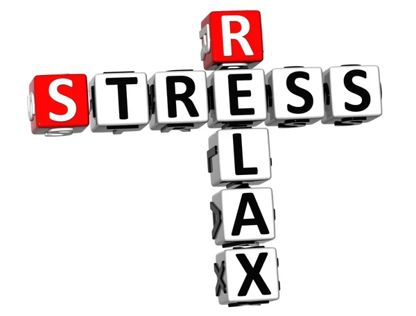 3 d リラックス白い背景の上のストレスのクロスワード — ストック写真