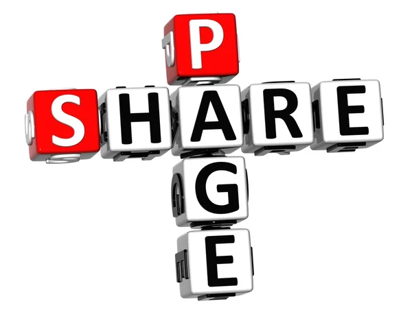 3D Share Page cruciverba su sfondo bianco — Foto Stock