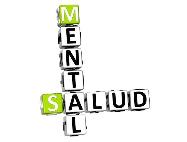 3D Mental Health (Mental Salud) Crossword on white background — Stock Photo, Image