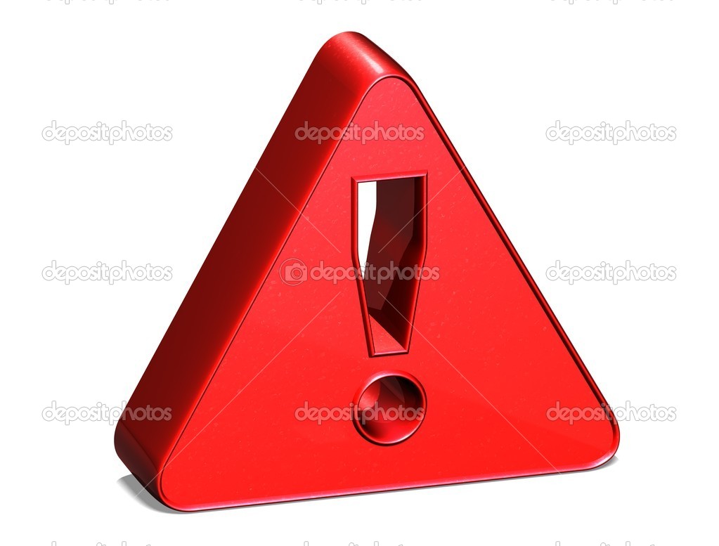 3D Attention Red Sign on white background