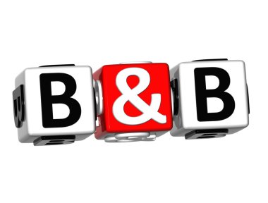 3D Bed And Breakfast Button Click Here Block Text