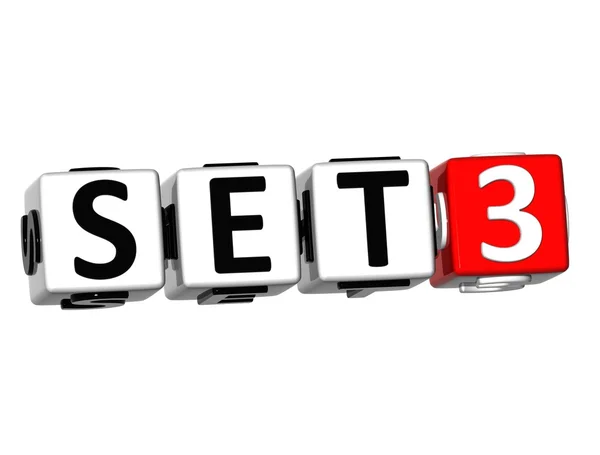 3D Set Button Click Here Block Text — Stock Photo, Image
