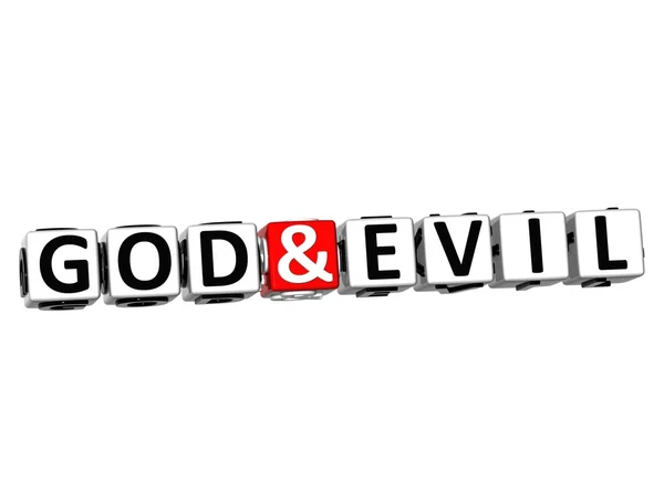 3D God And Evil Button Click Here Block Text — Stock Photo, Image