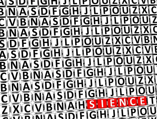 3D-Wortwissenschaft in verschiedenen Buchstabenblöcken — Stockfoto