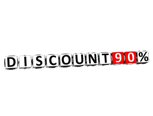 3D Discount 90 Percent Button Click Here Block Text — Stock Photo, Image