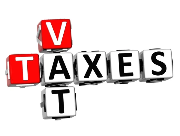 3D Vat Taxes Crossword — Stock Photo, Image