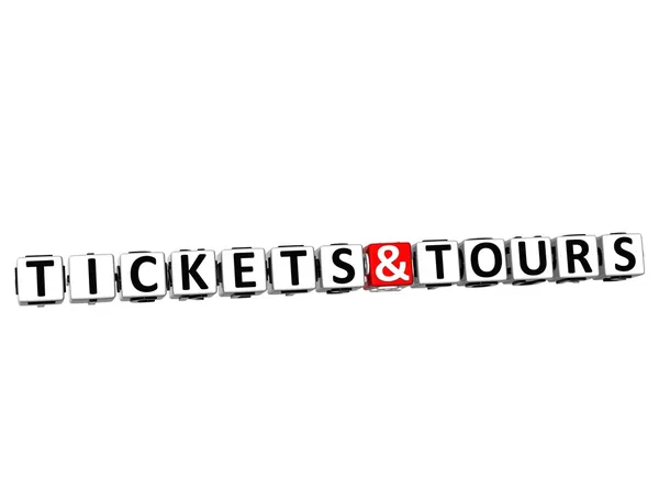 Bilhetes 3D e Tours Botão Clique aqui Bloquear texto — Fotografia de Stock