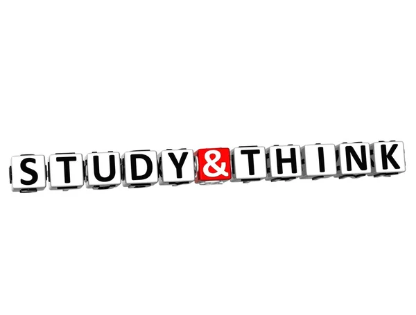 3D Study And Think Button Click Here Block Text — Stock Photo, Image