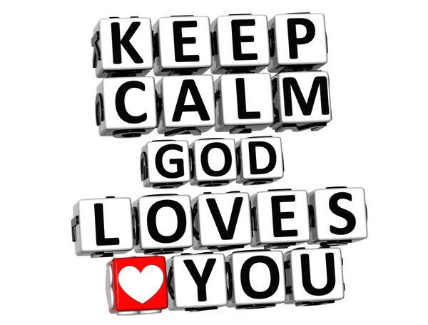 3D Keep Time God Loves You Button Click Here Block
