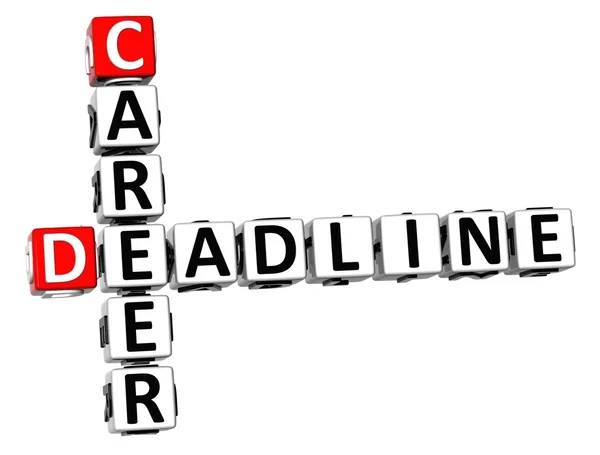 3D Deadline Career Crossword — Stock Photo, Image