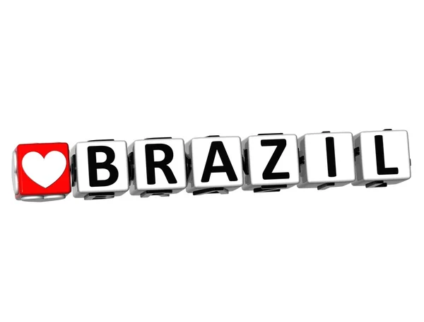 3D Love Brazil Button Click Here Block Text — Stock Photo, Image
