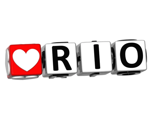 3D Liebe Rio-Taste klicken Sie hier Block Text — Stockfoto