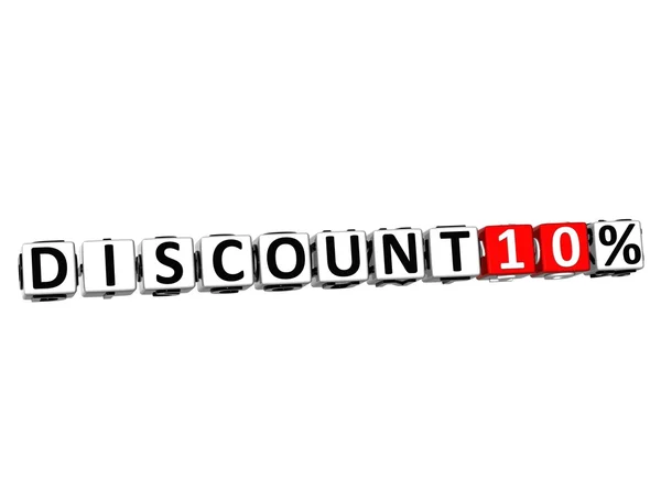3D Discount 10 Percent Button Click Here Block Text — Stock Photo, Image