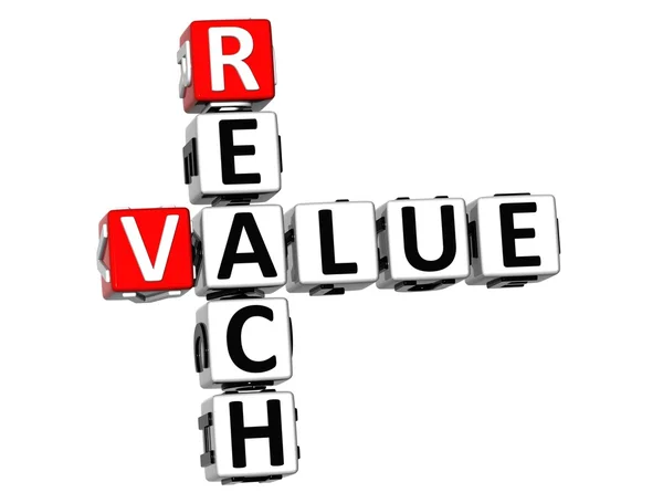 3D Reach Value Crossword — Stock Photo, Image