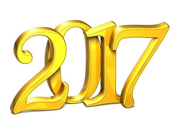 3D Gold Year 2017 em fundo branco — Fotografia de Stock