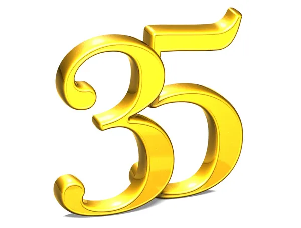 3D Gold Thirty-Five on white background — Stock Photo, Image