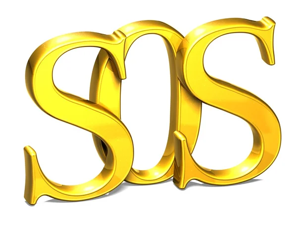 3D Gold SOS su sfondo bianco — Foto Stock