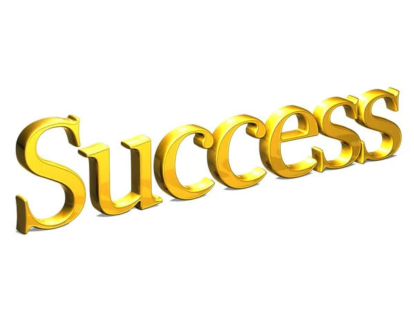 3D-gouden woord succes op witte achtergrond — Stockfoto