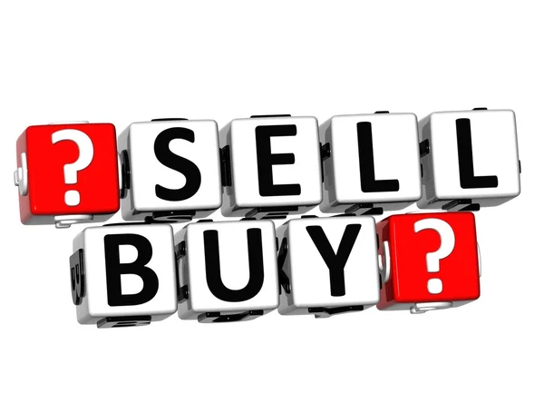 3D Sell Buy Button Click Here Block Text — Stock Photo, Image