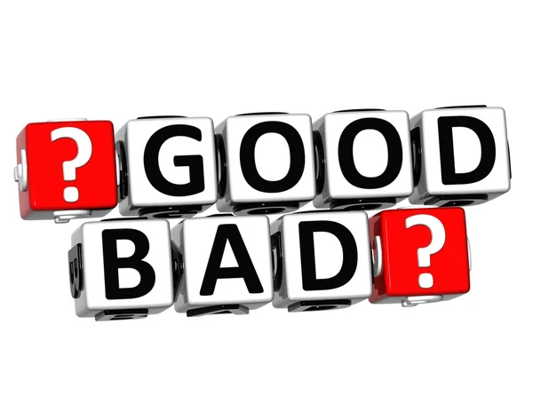 3D Good Bad Button Click Here Block Text — Stock Photo, Image