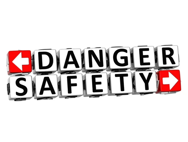 3D Danger Safety Button Click Here Block Text — Stock Photo, Image
