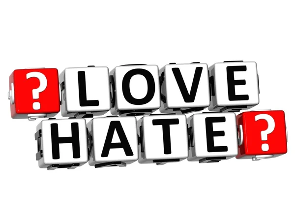 Botón de odio de amor 3D Haga clic aquí Bloquear texto —  Fotos de Stock