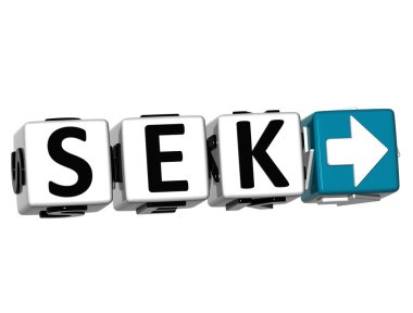 blok metin 3D İsveç Kronu Döviz sek düğmesini tıklayın.