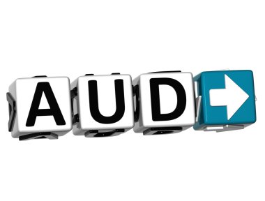 blok metin 3D Avustralya Doları para birimi aud düğmesini tıklayın.