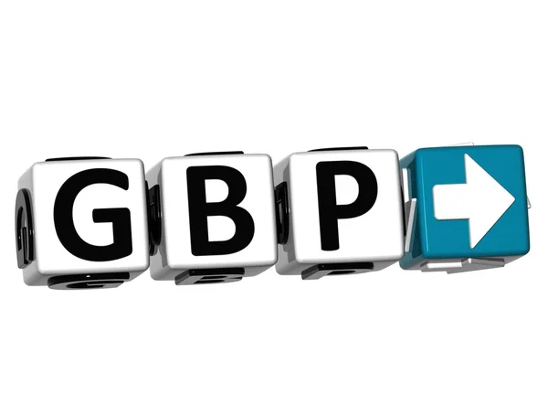 3d große britische Pfund Währung gbp-Taste klicken Sie hier Block-Text — Stockfoto