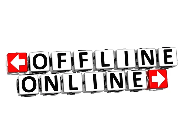 3d Offline Online-Schaltfläche Klicken Sie hier Text blockieren — Stockfoto